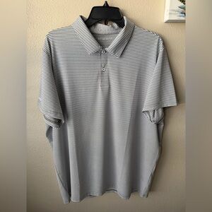 Bonobos Golf Polo Shirt Mens XL Gray White Stripes Standard Fit Performance
